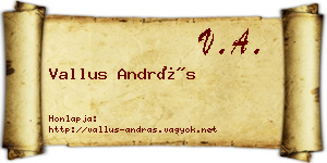 Vallus András névjegykártya